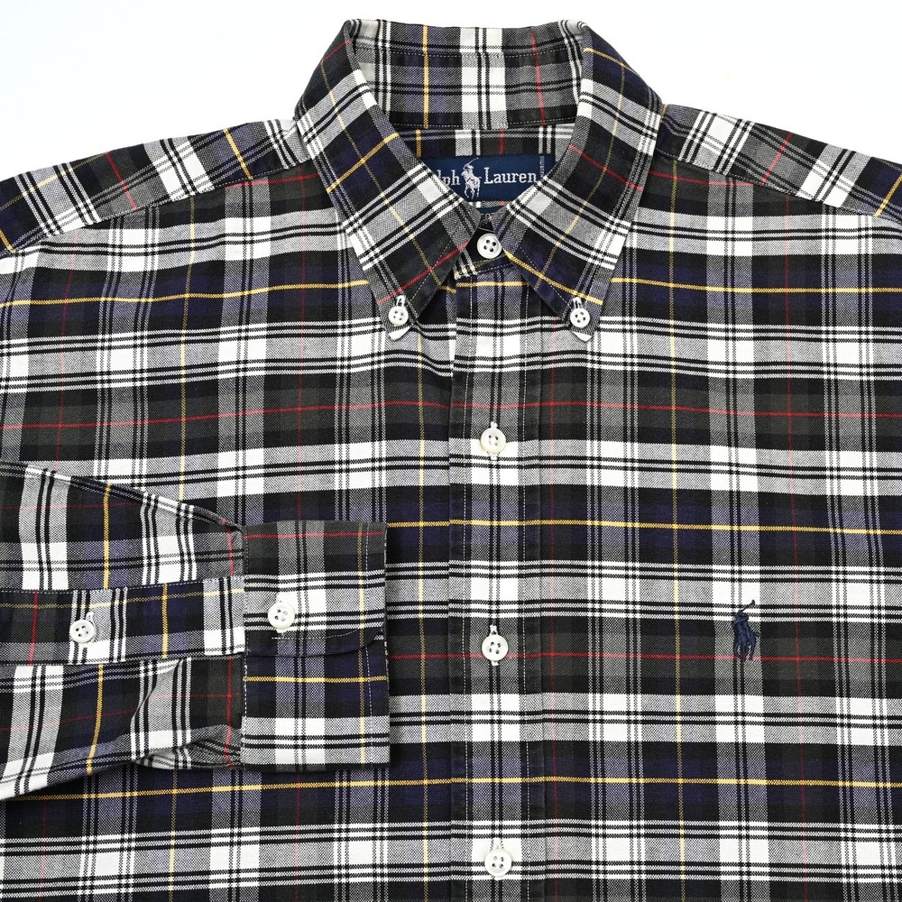 VTG‎ Polo Ralph Lauren Shirt Men's Small Plaid Button Down Oxford Cloth Preppy